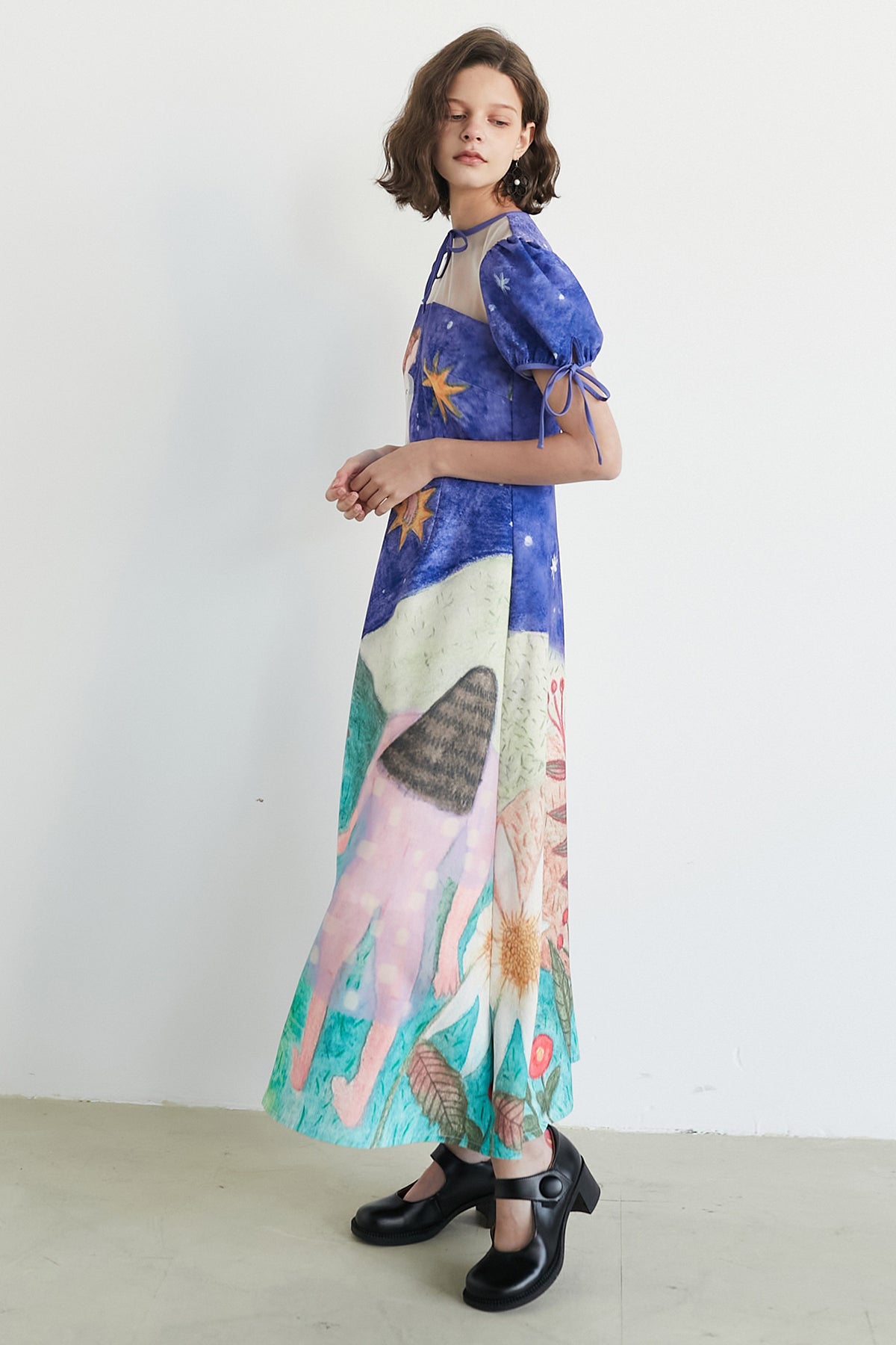 XUNRUO | Starry Night Print Maxi Dress