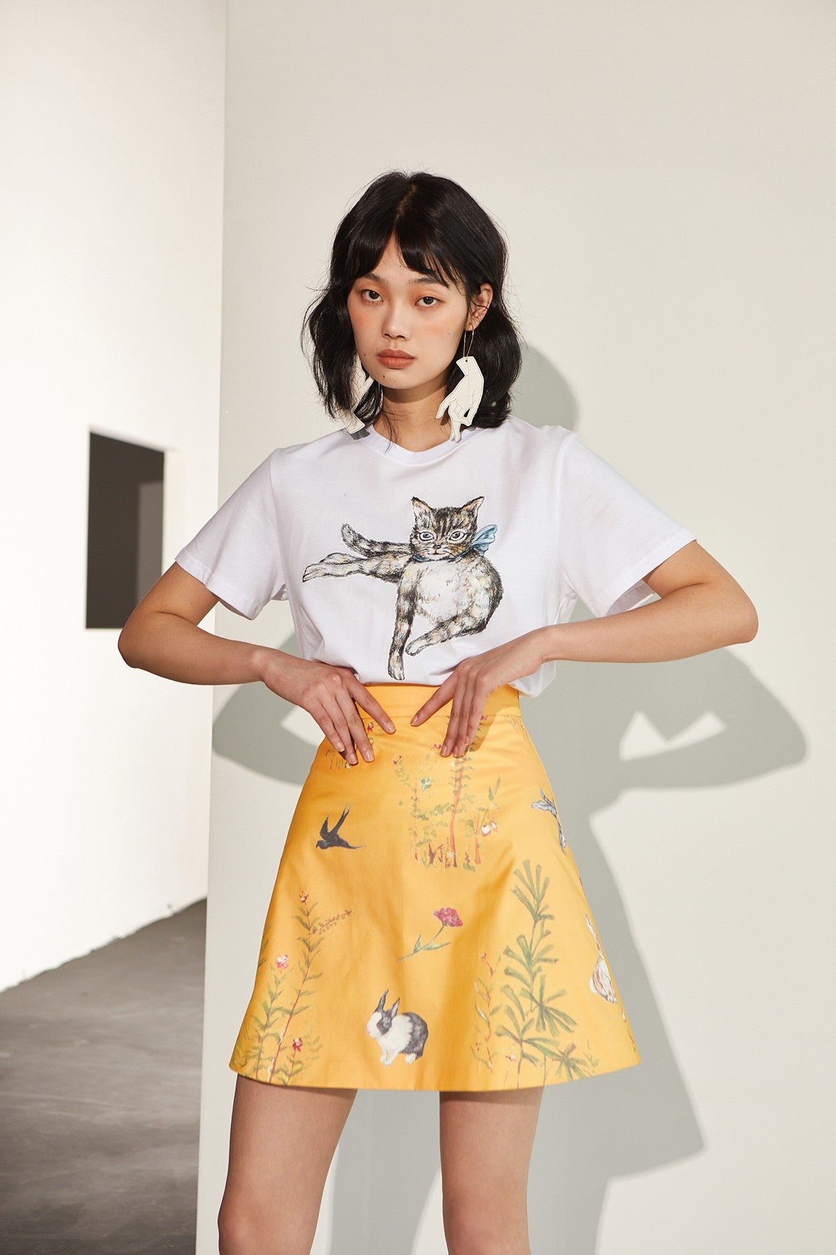 XUNRUO | Yellow Animal Print Skirt
