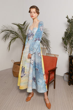 XUNRUO | Gradient Butterfly Print Dress
