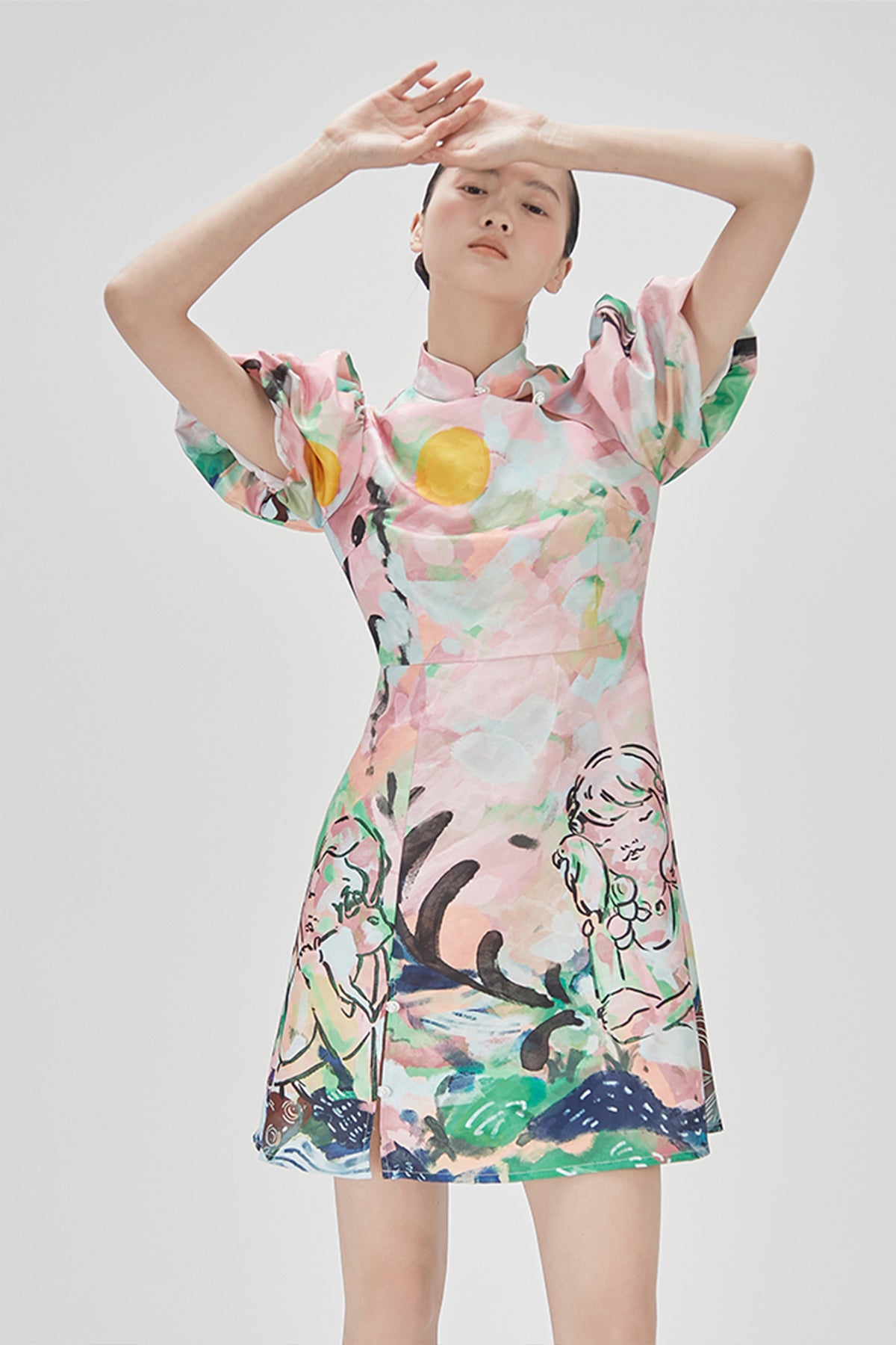 XUNRUO | Dreamy Slanted Cheongsam Dress