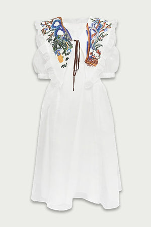 XUNRUO | HelloKitty Embroidered Lapel Dress