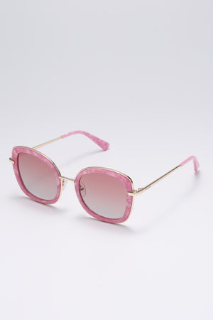 Fangyan | Square Metal Pink Sunglasses